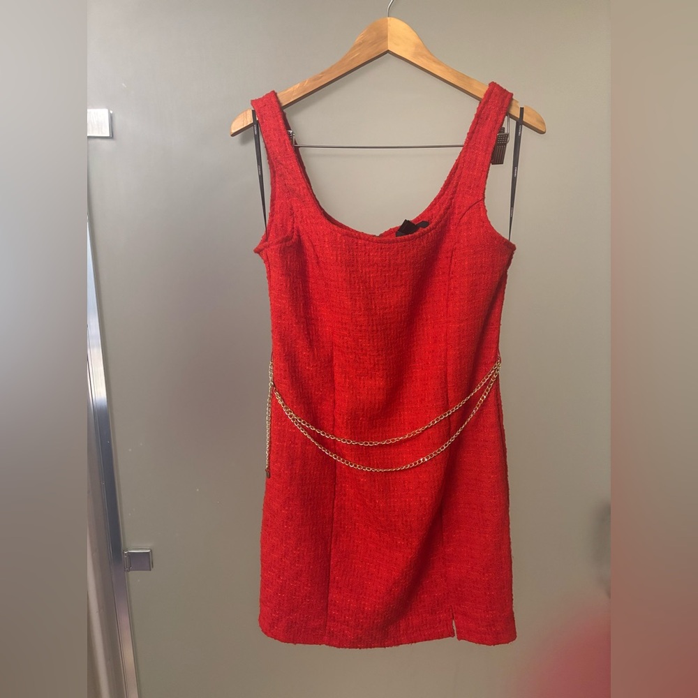Forever 21 Red Mini Dress with Gold Chain
